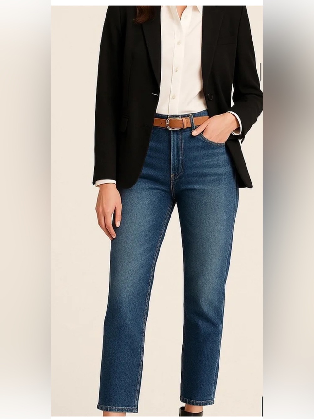 Frye Mid-Blue High-Rise Straight Leg Jeans